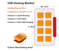 Winter Flannel Heated Blanket Cold Protection Body Warmer Usb Heated Warm Shawl Electric Heated Plush Blanket - Zipper style - Grey