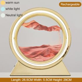 3D Hourglass LED Lamp 360¬∞ Moving Sand Art Table Lamp Sandscapes Quicksand Night Light Living Room Accessories Home Decor Gifts - Gold-Red 29CM - Chi