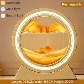 3D Hourglass LED Lamp 360¬∞ Moving Sand Art Table Lamp Sandscapes Quicksand Night Light Living Room Accessories Home Decor Gifts - Gold-Orang 29CM - C