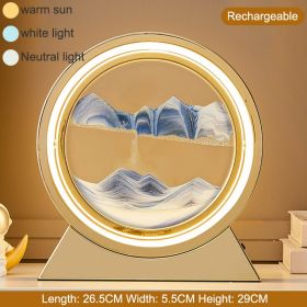 3D Hourglass LED Lamp 360¬∞ Moving Sand Art Table Lamp Sandscapes Quicksand Night Light Living Room Accessories Home Decor Gifts - Gold--Blue 29CM - C