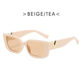 Retro Rectangle Sunglasses Women Brand Designer Vintage Small Frame Sun Glasses Ladies Classic Black Square Oculos De Sol - beige - As Picture