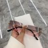 Vintage Fashion 2021 New Sunglasses Rimless Frameless Rectangle Shades Gradient UV400 Summer Traveling Sun Glasses for Women - pink - As Picture