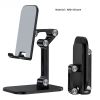 Three Sections Foldable Desk Mobile Phone Holder For iPhone iPad Tablet Flexible Table Desktop Adjustable Cell Smartphone Stand - black