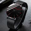 2022 Minimalist Men's Fashion Ultra Thin Watches Simple Men Business Stainless Steel Mesh Belt Quartz Watch relogio masculino - Mesh belt black black