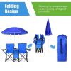 Portable Folding Picnic Double Chair With Umbrella - blue