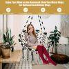 Hanging Hammock Chair with Cushion Macrame Swing Cotton Rope Indoor Outdoor - Black/White
