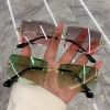 Vintage Fashion 2021 New Sunglasses Rimless Frameless Rectangle Shades Gradient UV400 Summer Traveling Sun Glasses for Women - pink - As Picture