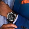 Men's Watch Men Waterproof Luminous Quartz Watch leather Strap Calendar Watch - Black