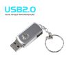 Rotatable Metal USB 2.0 Flash Drives 64GB Free Key Chain Pen Drive Silver Memory Stick Waterproof Storage Devices For Laptop - 64GB - Silver