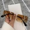 Vintage Fashion 2021 New Sunglasses Rimless Frameless Rectangle Shades Gradient UV400 Summer Traveling Sun Glasses for Women - pink - As Picture