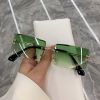 Vintage Fashion 2021 New Sunglasses Rimless Frameless Rectangle Shades Gradient UV400 Summer Traveling Sun Glasses for Women - brown - As Picture