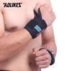 AOLIKES 1 PCS Wristband Wrist Support Weight Lifting Gym Training Wrist Support Brace Straps Wraps Crossfit Powerlifting - Black with Grey