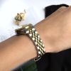 Women's Fashion Casual Quartz Watch Women's Business Stainless steel strap Calendar Watch - Gold white