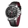 Men's Watch Men Waterproof Luminous Quartz Watch leather Strap Calendar Watch - Black