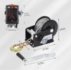 Hand Winch Boat Trailer Winch Heavy Duty Hook Steel Cable, Ratchet Manual Operated Winch for Trailers ATV UTV Boat Marine - 800lbs
