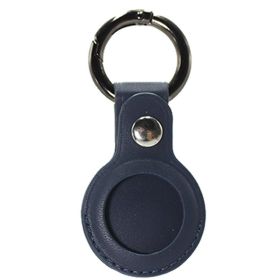 Compatible with Apple, Tracker Protective Cover Locator Anti-Lost Bag Close-Fitting Airtag Leather Case Keychain Manufacturer (Color: Navy Blue)