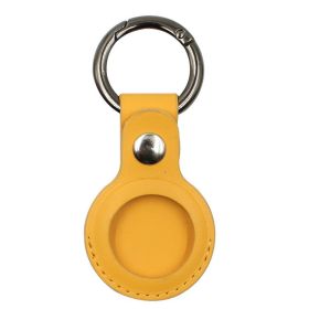 Compatible with Apple, Tracker Protective Cover Locator Anti-Lost Bag Close-Fitting Airtag Leather Case Keychain Manufacturer (Color: Yellow)