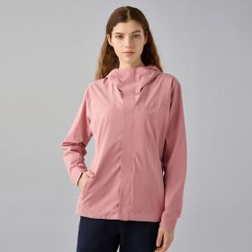 Autumn Winter Wool Lined Warm Soft Shell Jacket Windproof Safety Reflective Tape Breathable (Option: Fall Cherry Pink-L)